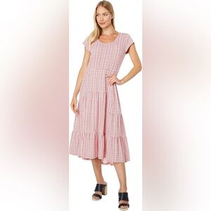 Tommy Hilfiger Pink Patterned Tiered Maxi Dress Size Medium